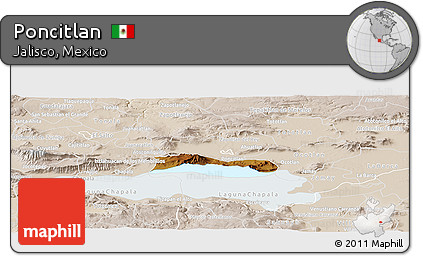 Physical Panoramic Map of Poncitlan, lighten