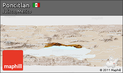 Physical Panoramic Map of Poncitlan, lighten