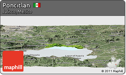 Satellite Panoramic Map of Poncitlan, semi-desaturated
