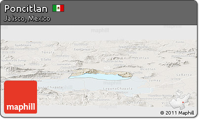 Shaded Relief Panoramic Map of Poncitlan, lighten