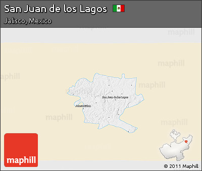Classic Style 3D Map of San Juan De Los Lagos, single color outside