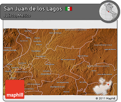 Physical 3D Map of San Juan De Los Lagos