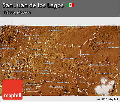 Physical 3D Map of San Juan De Los Lagos