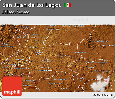 Physical 3D Map of San Juan De Los Lagos
