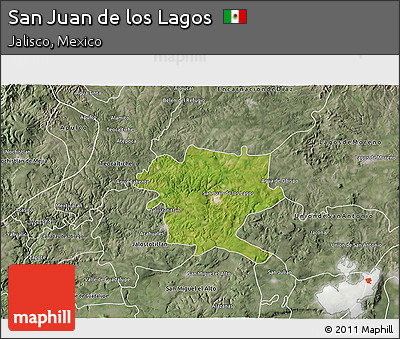 Satellite 3D Map of San Juan De Los Lagos, semi-desaturated