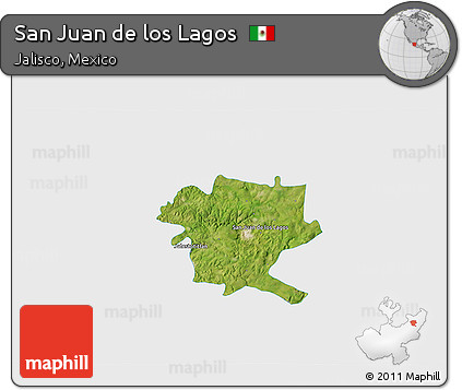 Satellite 3D Map of San Juan De Los Lagos, single color outside
