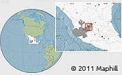 Savanna Style Location Map of San Juan de los Lagos, highlighted country, highlighted parent region, hill shading
