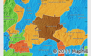 Physical Map of San Juan de los Lagos, political outside