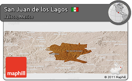 Physical Panoramic Map of San Juan De Los Lagos, lighten