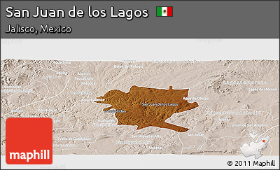 Physical Panoramic Map of San Juan De Los Lagos, lighten