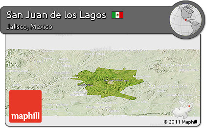 Satellite Panoramic Map of San Juan De Los Lagos, lighten