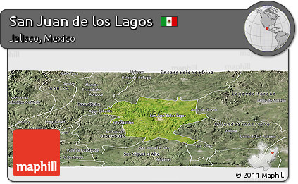 Satellite Panoramic Map of San Juan De Los Lagos, semi-desaturated
