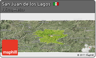 Satellite Panoramic Map of San Juan De Los Lagos, semi-desaturated