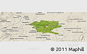 Satellite Panoramic Map of San Juan de los Lagos, shaded relief outside