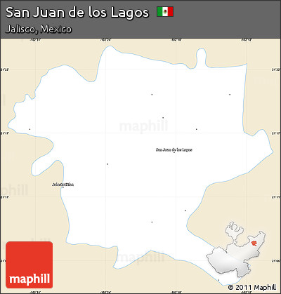 Classic Style Simple Map of San Juan De Los Lagos, single color outside