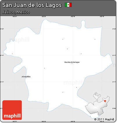 Silver Style Simple Map of San Juan De Los Lagos, single color outside