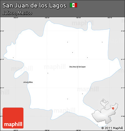 Silver Style Simple Map of San Juan De Los Lagos, single color outside