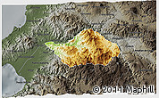 Physical 3D Map of San Sebastian del Oeste, darken, semi-desaturated