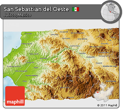 Physical 3D Map of San Sebastian Del Oeste