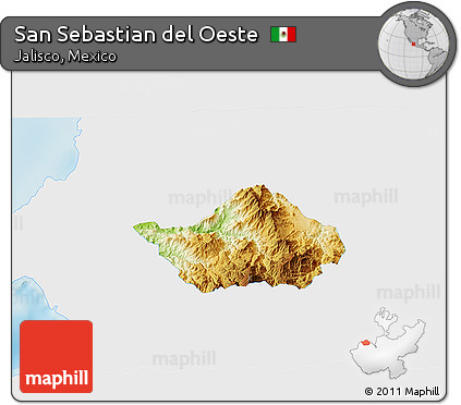 Physical 3D Map of San Sebastian Del Oeste, single color outside