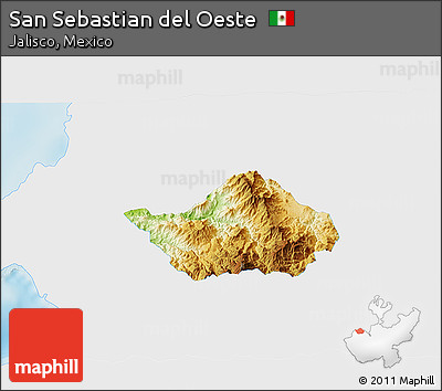 Physical 3D Map of San Sebastian Del Oeste, single color outside