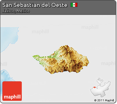 Physical 3D Map of San Sebastian Del Oeste, single color outside