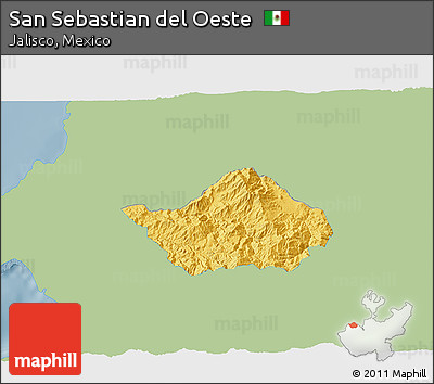 Savanna Style 3D Map of San Sebastian Del Oeste, single color outside