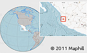 Gray Location Map of San Sebastian del Oeste, highlighted country, hill shading