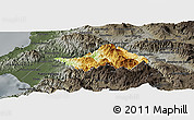 Physical Panoramic Map of San Sebastian del Oeste, darken, semi-desaturated