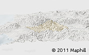 Shaded Relief Panoramic Map of San Sebastian del Oeste, lighten, semi-desaturated