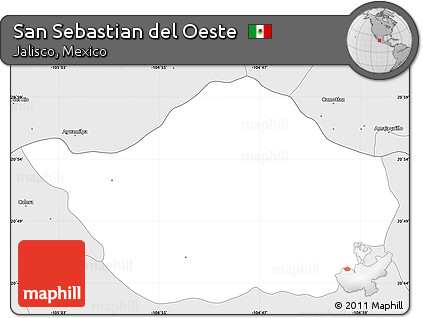 Silver Style Simple Map of San Sebastian Del Oeste