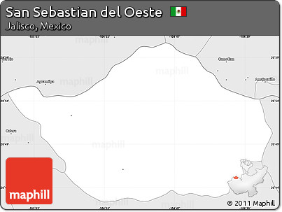 Silver Style Simple Map of San Sebastian Del Oeste