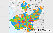 Political Simple Map of Jalisco, single color outside, borders and labels