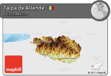 Physical Panoramic Map of Talpa De Allende, single color outside