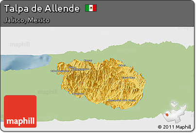 Savanna Style Panoramic Map of Talpa De Allende, single color outside
