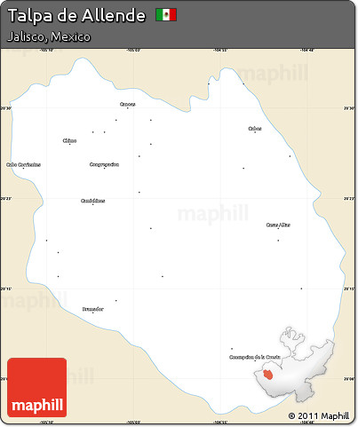 Classic Style Simple Map of Talpa De Allende, single color outside