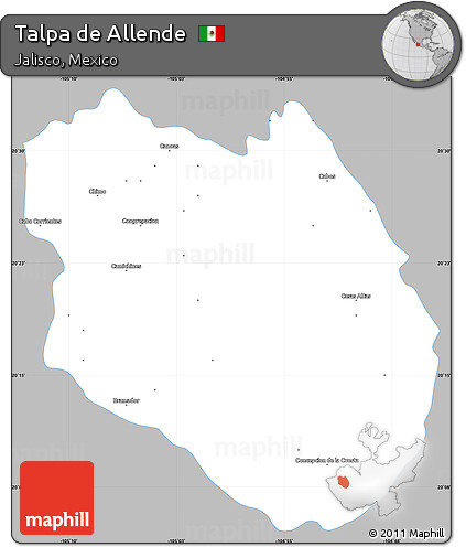 Gray Simple Map of Talpa De Allende, single color outside