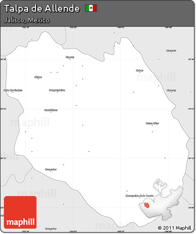 Silver Style Simple Map of Talpa De Allende