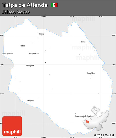 Silver Style Simple Map of Talpa De Allende, single color outside