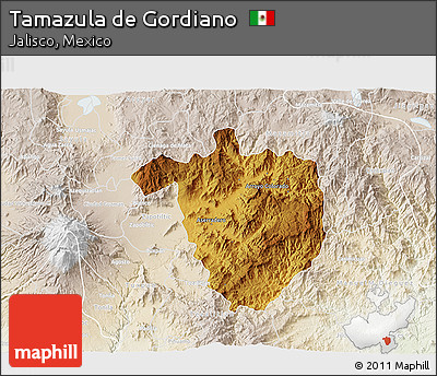 Physical 3D Map of Tamazula De Gordiano, lighten