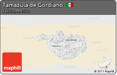 Classic Style Panoramic Map of Tamazula De Gordiano, single color outside
