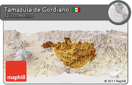 Physical Panoramic Map of Tamazula De Gordiano, lighten