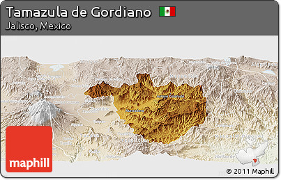 Physical Panoramic Map of Tamazula De Gordiano, lighten