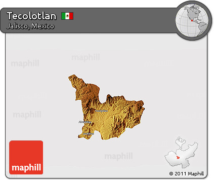 Physical 3D Map of Tecolotlan, cropped outside