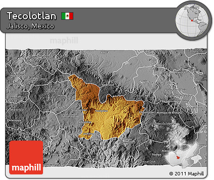 Physical 3D Map of Tecolotlan, desaturated