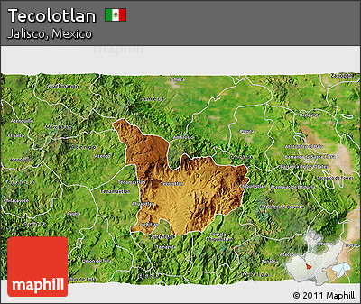 Physical 3D Map of Tecolotlan, satellite outside
