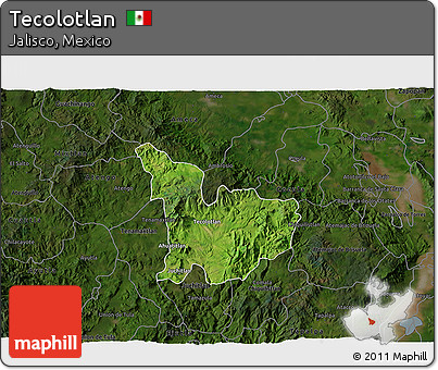 Satellite 3D Map of Tecolotlan, darken
