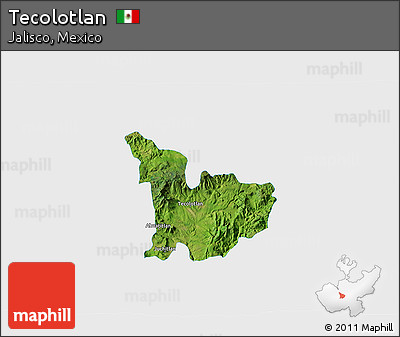 Satellite 3D Map of Tecolotlan, single color outside