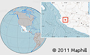 Gray Location Map of Tecolotlan, highlighted country, hill shading
