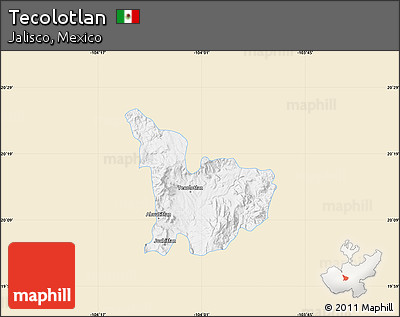 Classic Style Map of Tecolotlan, single color outside